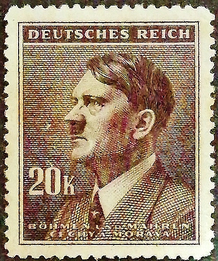 Почтовая марка (20 kr.). "Адольф Гитлер". 1942 год, Богемия и Моравия.