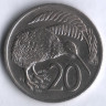 Монета 20 центов. 1976 год, Новая Зеландия.