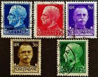 Набор почтовых марок (5 шт.). "Король Витторио Эммануил III (имперская серия)". 1929 год, Италия.