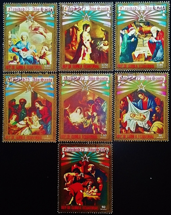Набор почтовых марок (7 шт.). "Рождество". 1975 год, Экваториальная Гвинея.