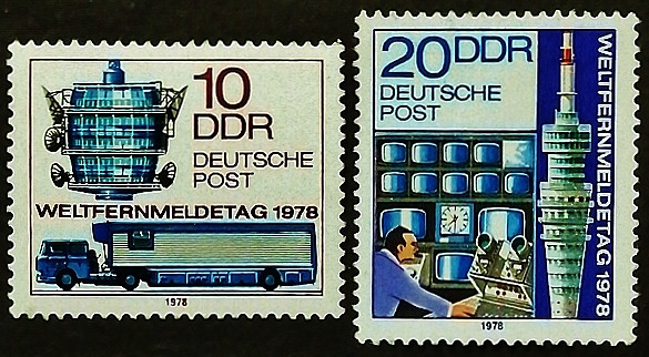 Набор марок (2 шт.). "Всемирный день телекоммуникаций". 1978 год, ГДР.