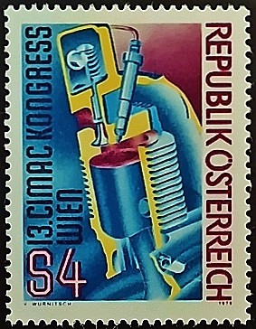 Марка почтовая. "XIII конгресс CIMAC, Вена". 1979 год, Австрия.