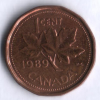 Монета 1 цент. 1989 год, Канада.