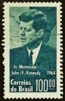 Почтовая марка. "Джон Кеннеди". 1964 годы, Бразилия.