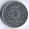 Монета 5 пфеннигов. 1981 год, ГДР.