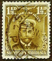 Почтовая марка (1⅟₂ p.). "Король Георг V". 1924 год, Южная Родезия.