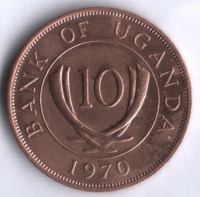 Монета 10 центов. 1970 год, Уганда.