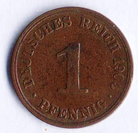 Монета 1 пфенниг. 1903 год (A), Германская империя.