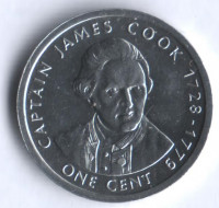 Монета 1 цент. 2003 год, Острова Кука. Джеймс Кук.