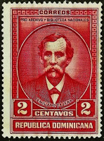 Почтовая марка (2 c.). "Эмилиано Техера". 1936 год, Доминиканская Республика.