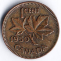 Монета 1 цент. 1950 год, Канада.