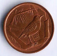 Монета 1 цент. 1982 год, Каймановы острова.