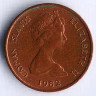 Монета 1 цент. 1982 год, Каймановы острова.
