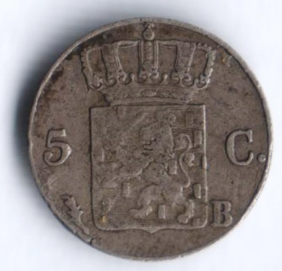 Монета 5 центов. 1826(B) год, Нидерланды.