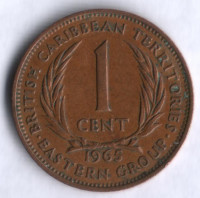 Монета 1 цент. 1965 год, Британские Карибские Территории.