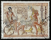 Марка почтовая. "Рамзес" - Фреска храма Абу-Симбел (Египет). 1976 год, Франция.