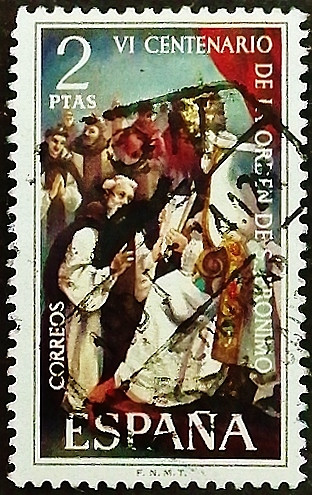 Почтовая марка. "VI столетие ордена Сен-Жером". 1973 год, Испания.