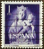 Почтовая марка. «Богоматерь Альмудена». 1954 год, Испания.