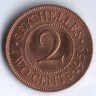 Монета 2 цента. 1959 год, Сейшельские острова.