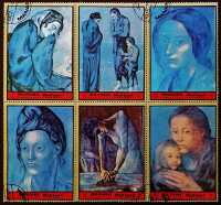 Набор марок (12 шт.) с блоками (3 шт.). "Картины Пикассо". 1972 год, Манама.