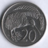 Монета 20 центов. 1978 год, Новая Зеландия.