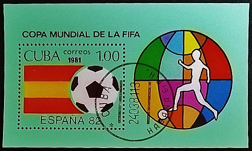 Мини-блок. "Чемпионат мира по футболу FIFA, Испания`1982". 1981 год, Куба. Мини-блок. "Чемпионат мира по футболу FIFA, Испания`1982". 1981 год, Куба.