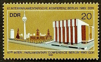 Марка почтовая. "Межпарламентская конференция". 1980 год, ГДР.