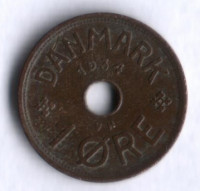 Монета 1 эре. 1934 год, Дания. N;GJ.