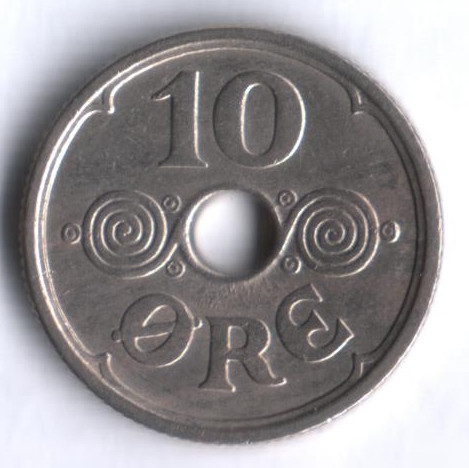 Монета 10 эре. 1925 год, Дания. HCN;GJ.