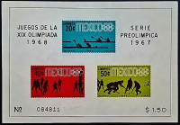 Мини-блок. "Летние Олимпийские игры, Мехико`1968 (III)". 1967 год, Мексика.
