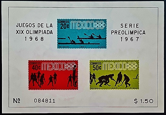 Мини-блок. "Летние Олимпийские игры, Мехико`1968 (III)". 1967 год, Мексика.