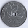 Монета 25 сантимов. 1942 год, Бельгия (Belgique-Belgie).