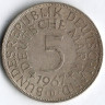 Монета 5 марок. 1967 год (D), ФРГ.