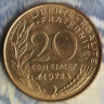 Монета 20 сантимов. 1972 год, Франция.