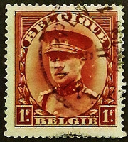 Почтовая марка (1 fr.). "Король Альберт I (в фуражке)". 1931 год, Бельгия.