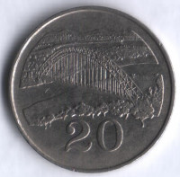 Монета 20 центов. 1983 год, Зимбабве.