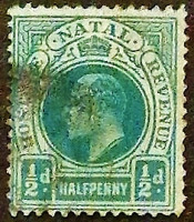Почтовая марка (⅟₂ p.). "Король Эдуард VII". 1902 год, Натал (Южная Африка).