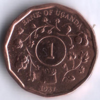Монета 1 шиллинг. 1987 год, Уганда.