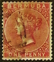 Почтовая марка (1 p.). "Королева Виктория". 1883 год, Бермудские острова.
