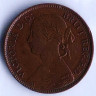 Монета 1 фартинг. 1860 год, Великобритания. Зубчатая окантовка.