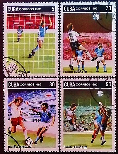 Набор почтовых марок (4 шт.). "Чемпионат мира по футболу - Испания`1982 (II)". 1982 год, Куба.