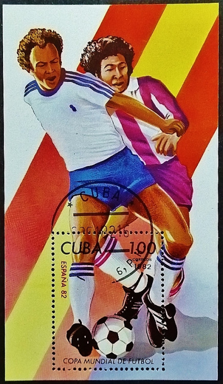 Мини-блок. "Чемпионат мира по футболу - Испания`1982 (I)". 1982 год, Куба.