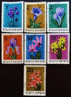 Набор почтовых марок (7 шт.). "Цветы". 1968 год, Болгария.