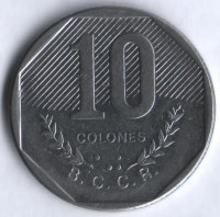 Монета 10 колонов. 1985 год, Коста-Рика.
