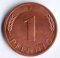Монета 1 пфенниг. 1982(J) год, ФРГ.