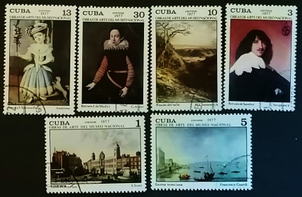 Набор почтовых марок  (6 шт.). "Картины из Национального музея (1977)". 1977 год, Куба.