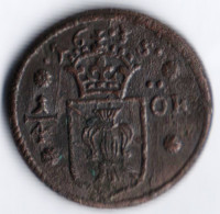 Монета 1/4 эре. 1635 год, Швеция.