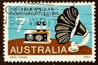 Почтовая марка. "50 лет регулярному радиовещанию". 1973 год, Австралия.