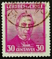 Почтовая марка. "Президент Хосе Хоакин Перес". 1934 год, Чили.