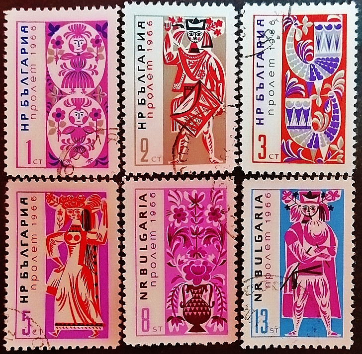 Набор почтовых марок (6 шт.). "Весна". 1966 год, Болгария.